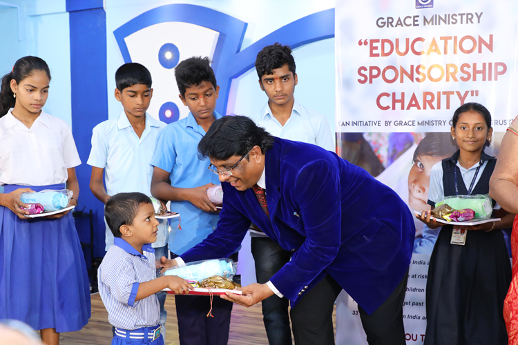 Grace Ministry, Bro Andrew Richard contributed 50 poor students free education scholarship at its centre on account of Christmas season in Mangalore here on Dec 15th, Sunday, 2019. 